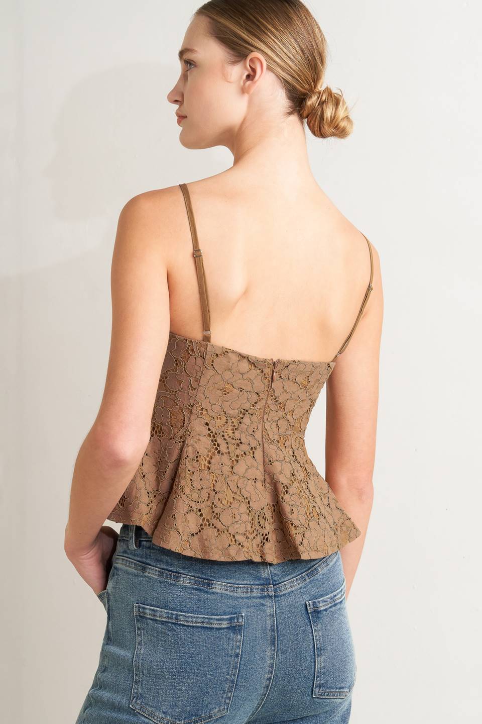 PURELY ROMANTIC WOVEN LACE CAMI TOP