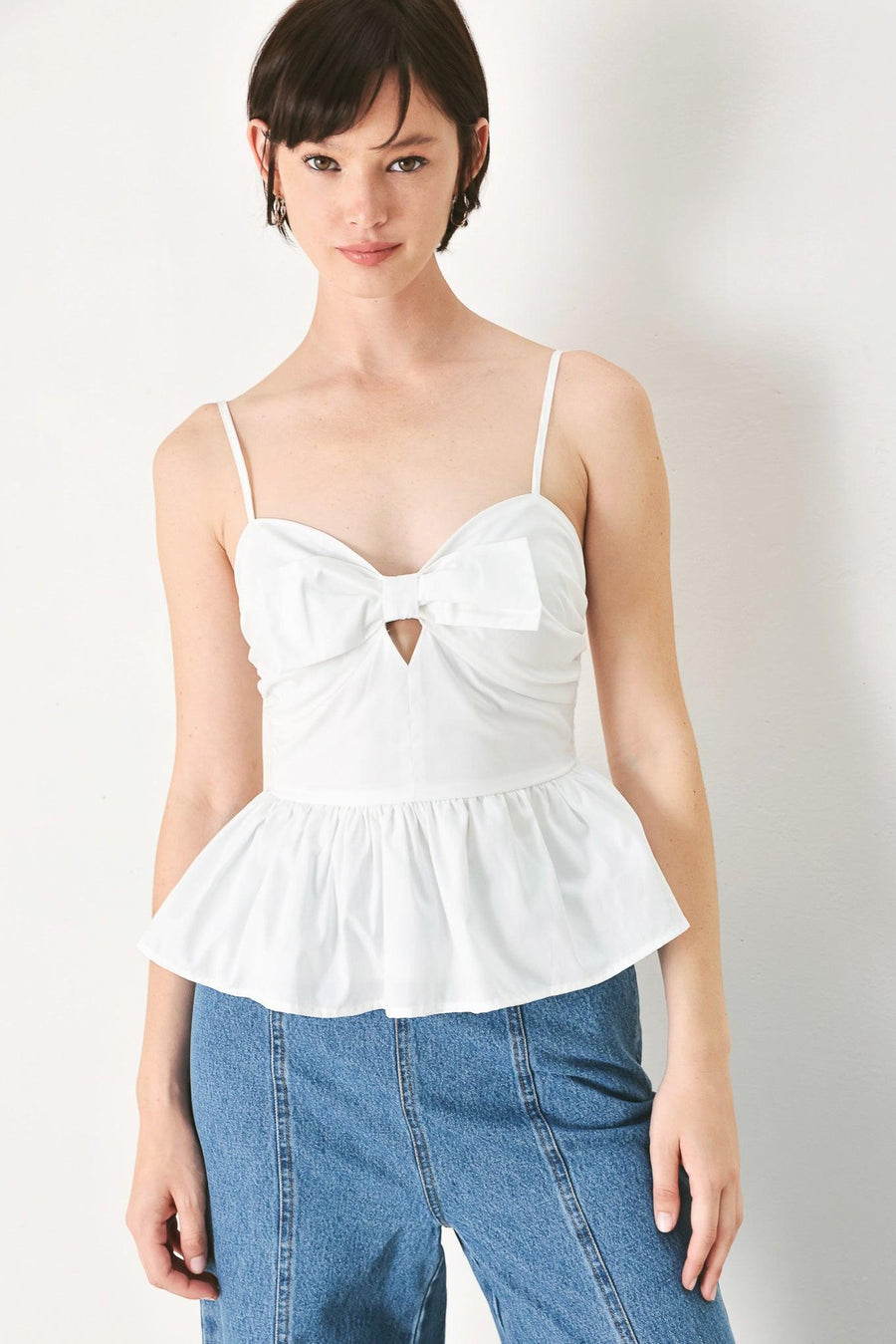 SUNSET BOW WHITE WOVEN TOP