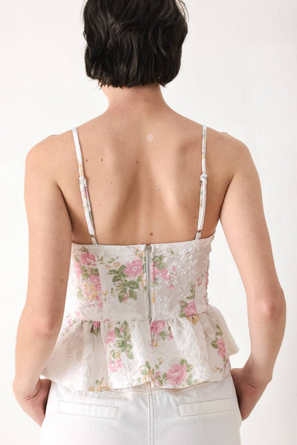 GARDEN STAY WOVEN BUSTIER TOP