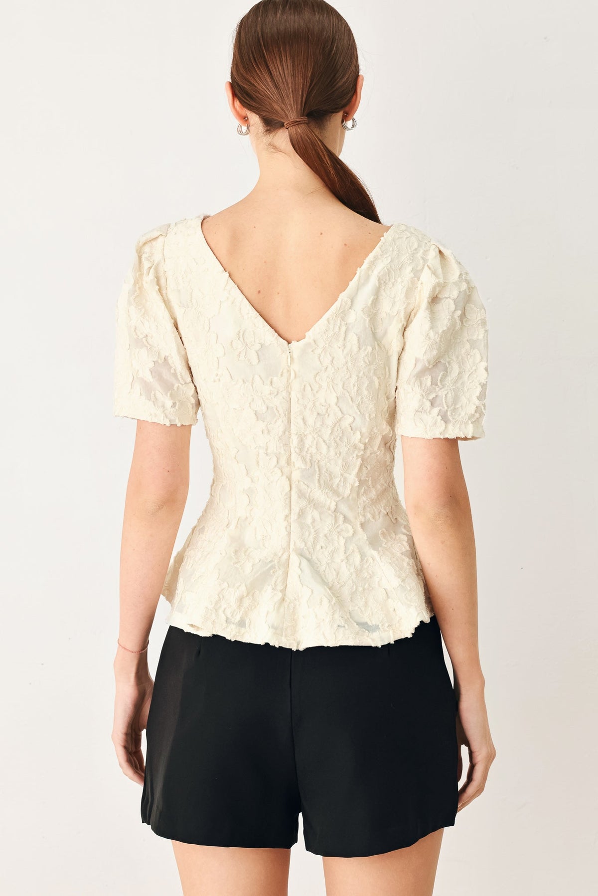 BLUSA DE JACQUARD TEJIDO CON ESTAMPADO FLORAL BONITO