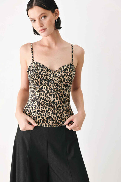 WILD SPOT BUSTIER WOVEN TOP