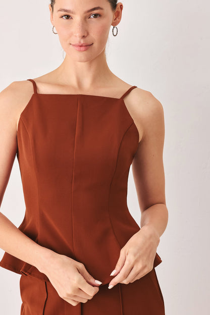 AUTUMN RUST FLOWY WOVEN TOP
