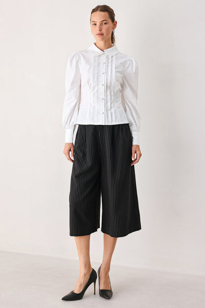 REGENCY PINTUCK LONG-SLEEVE WOVEN TOP
