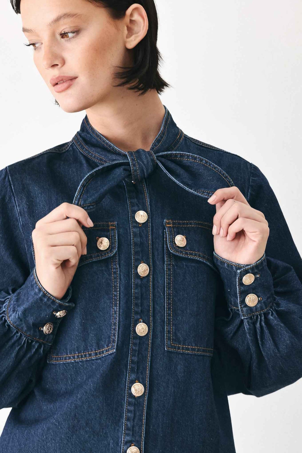 DEEP INDIGO MODERN MUSE DENIM TOP