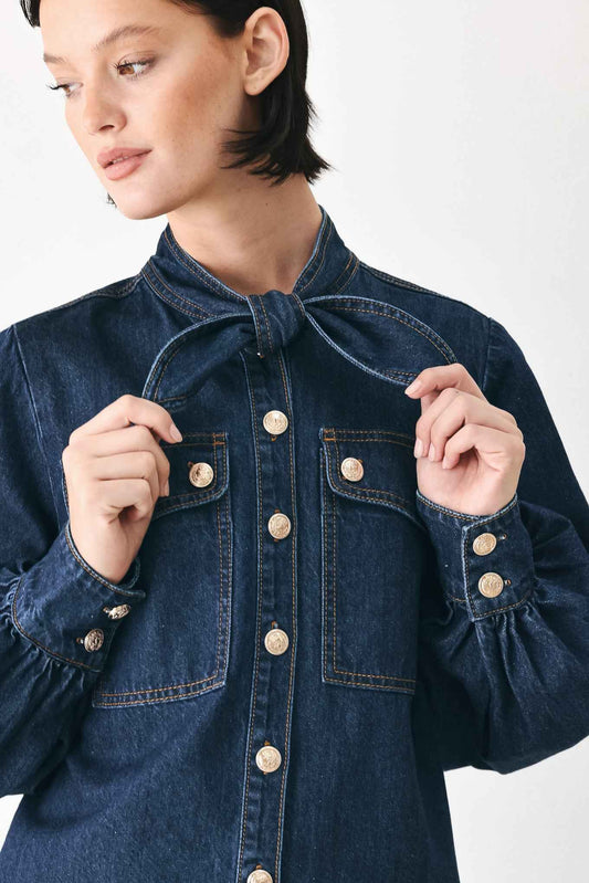 DEEP INDIGO MODERN MUSE DENIM TOP
