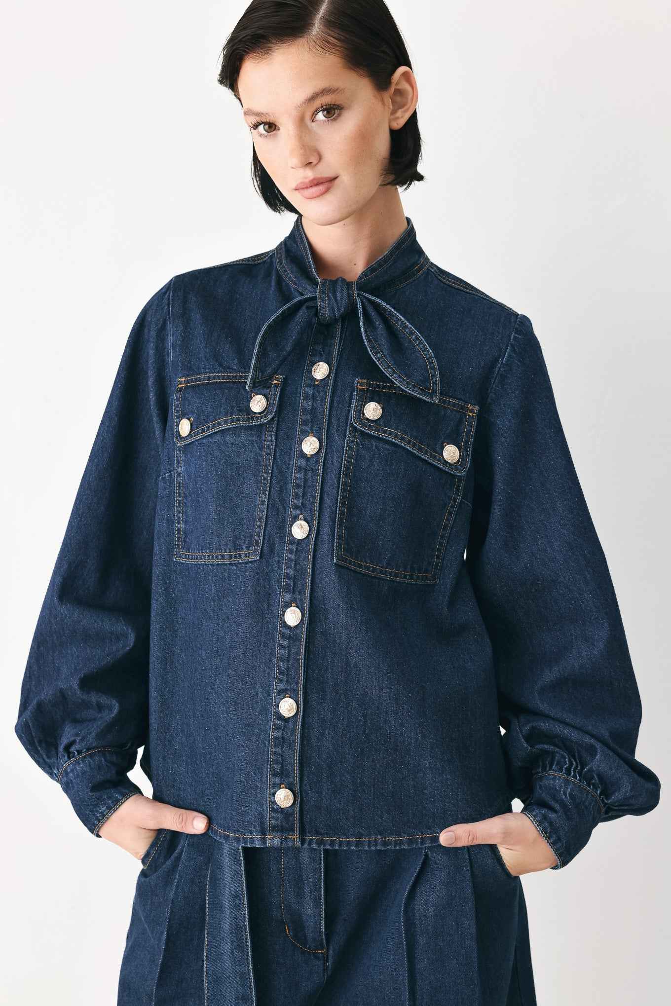 DEEP INDIGO MODERN MUSE DENIM TOP