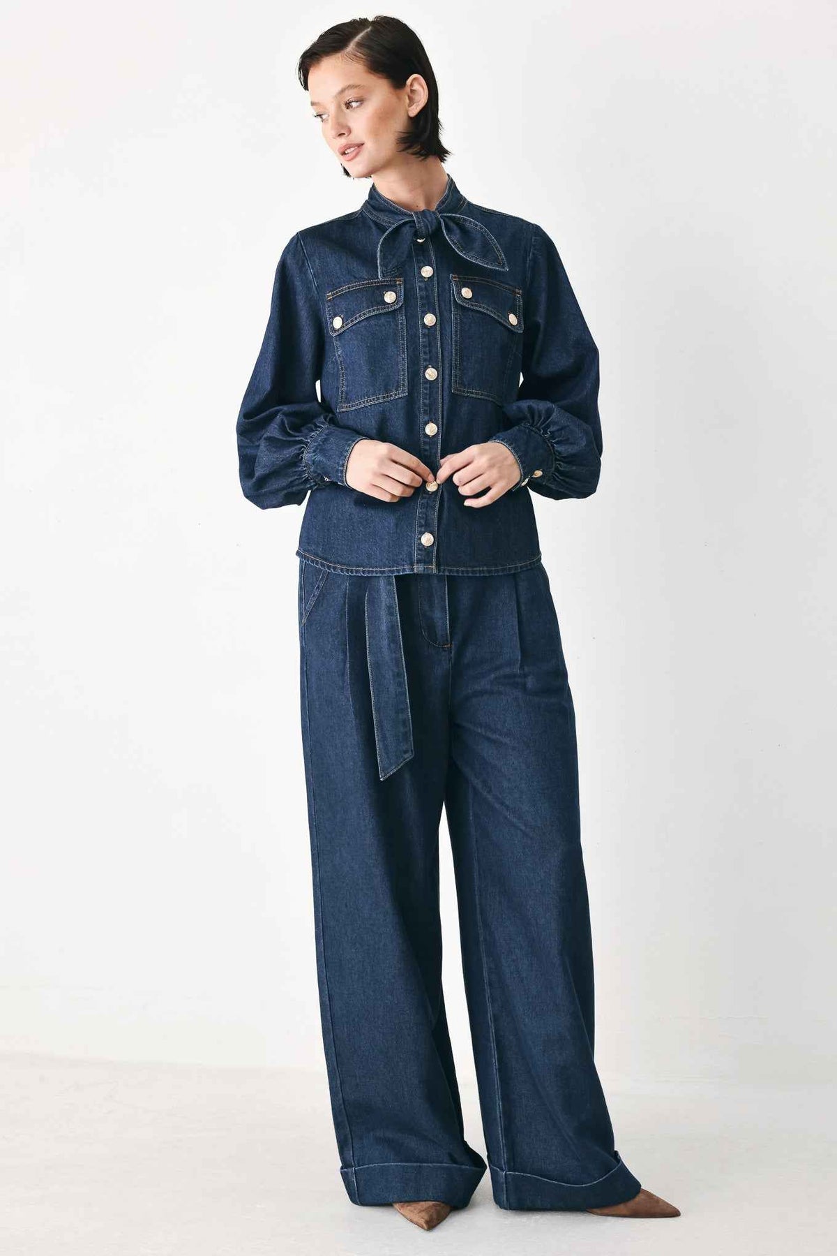 DEEP INDIGO MODERN MUSE DENIM TOP