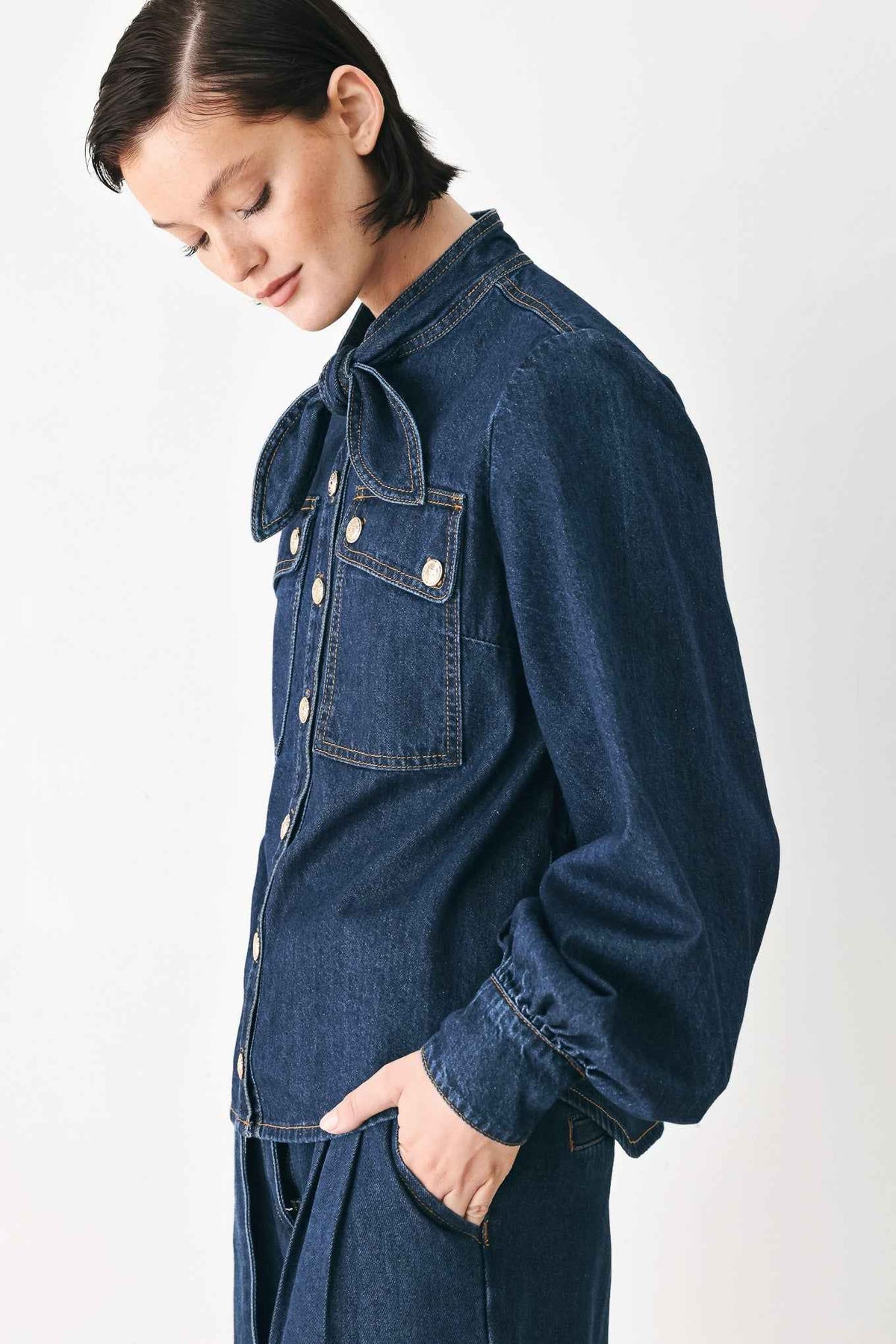 DEEP INDIGO MODERN MUSE DENIM TOP