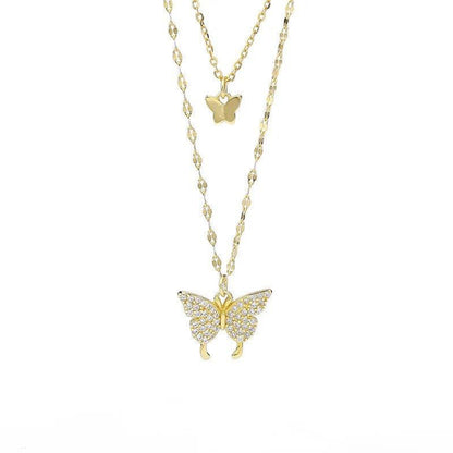 Fluttering Elegance Butterfly Two Layer Necklace