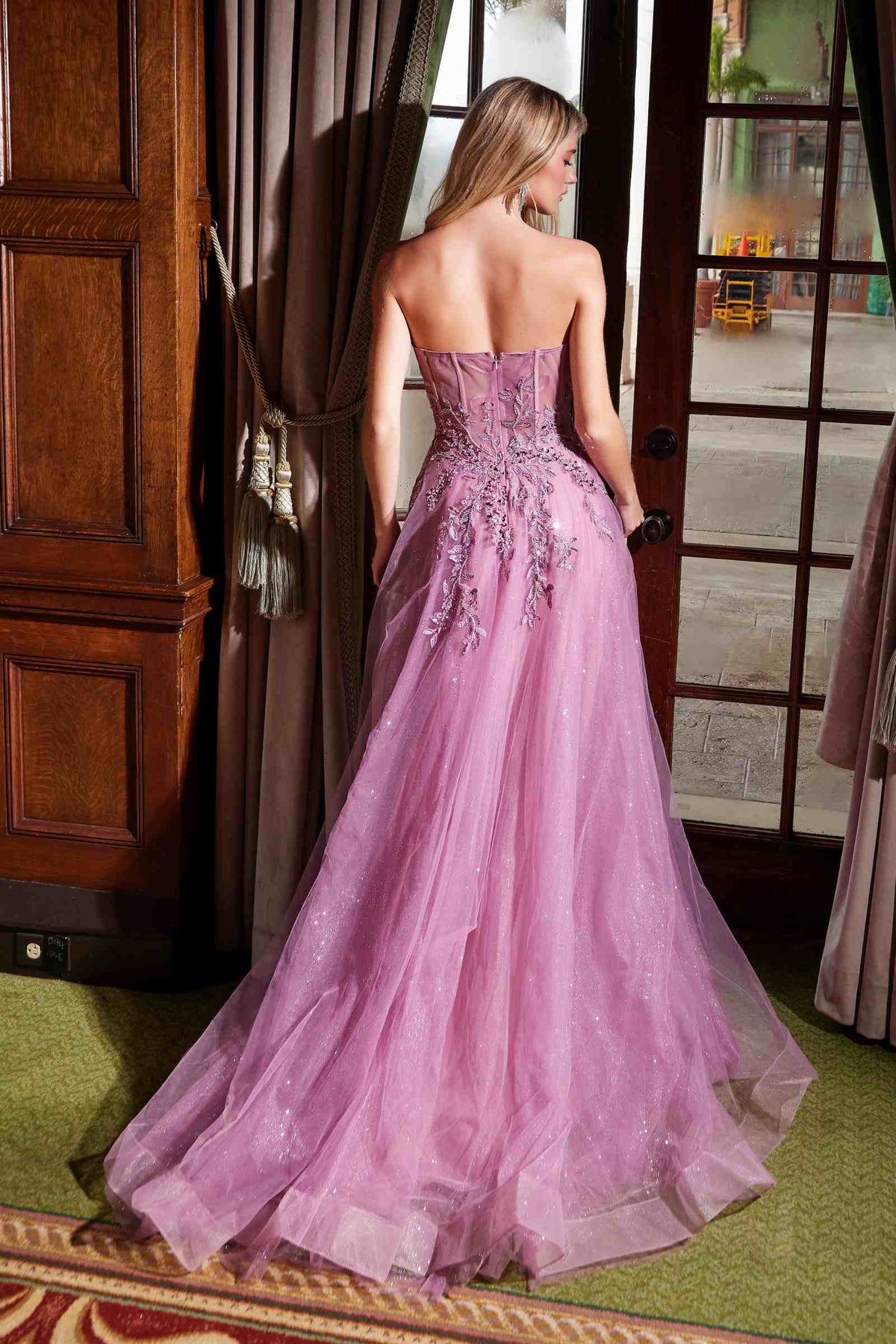 Nox Anabel G1371 Long A-Line Tulle Dress With A Sweetheart Top Sequin Applique