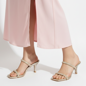 Evara - Gold Kitten Heels