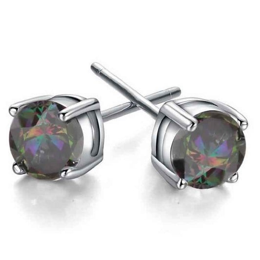 Half Carat Round Cut Topaz Stud Earrings