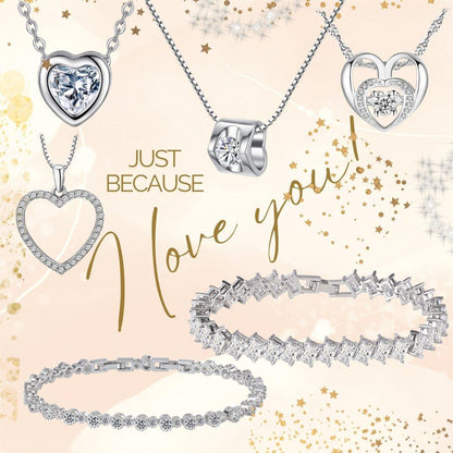 Heart Necklace Cubic Zirconia Crystal