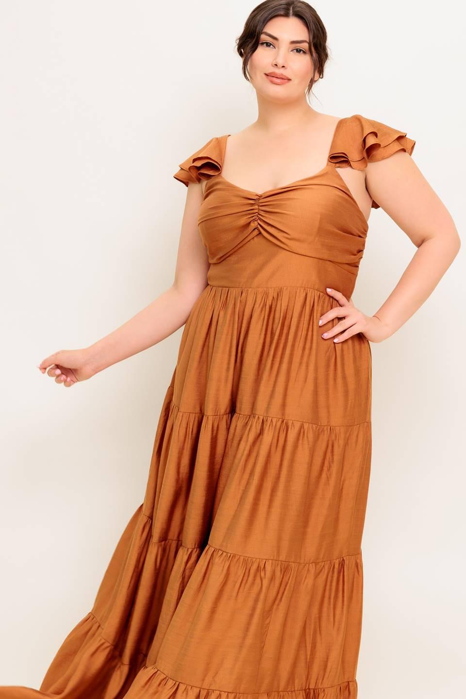 VESTIDO MAXI TEJIDO COLOR ÓXIDO LECHE DE VERANO