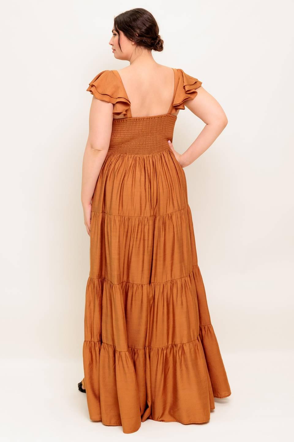 VESTIDO MAXI TEJIDO COLOR ÓXIDO LECHE DE VERANO