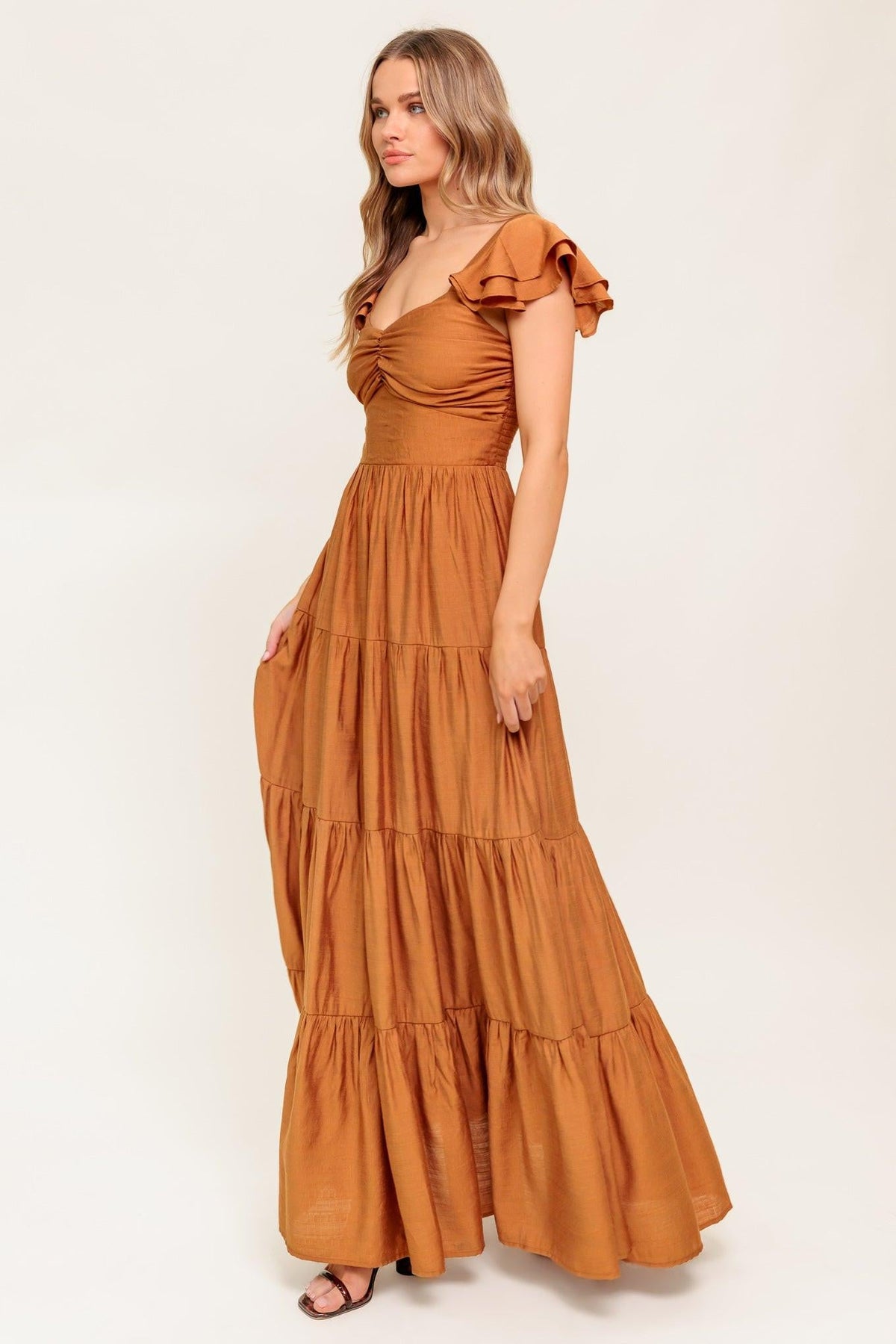 VESTIDO MAXI TEJIDO COLOR ÓXIDO LECHE DE VERANO