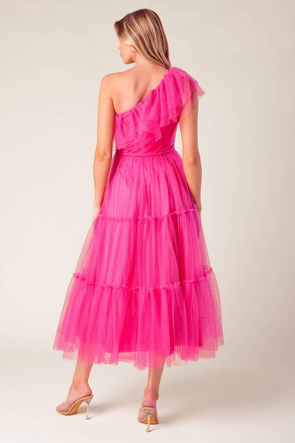SOME FRESH AIR FUCHSIA TULLE MIDI DRESS
