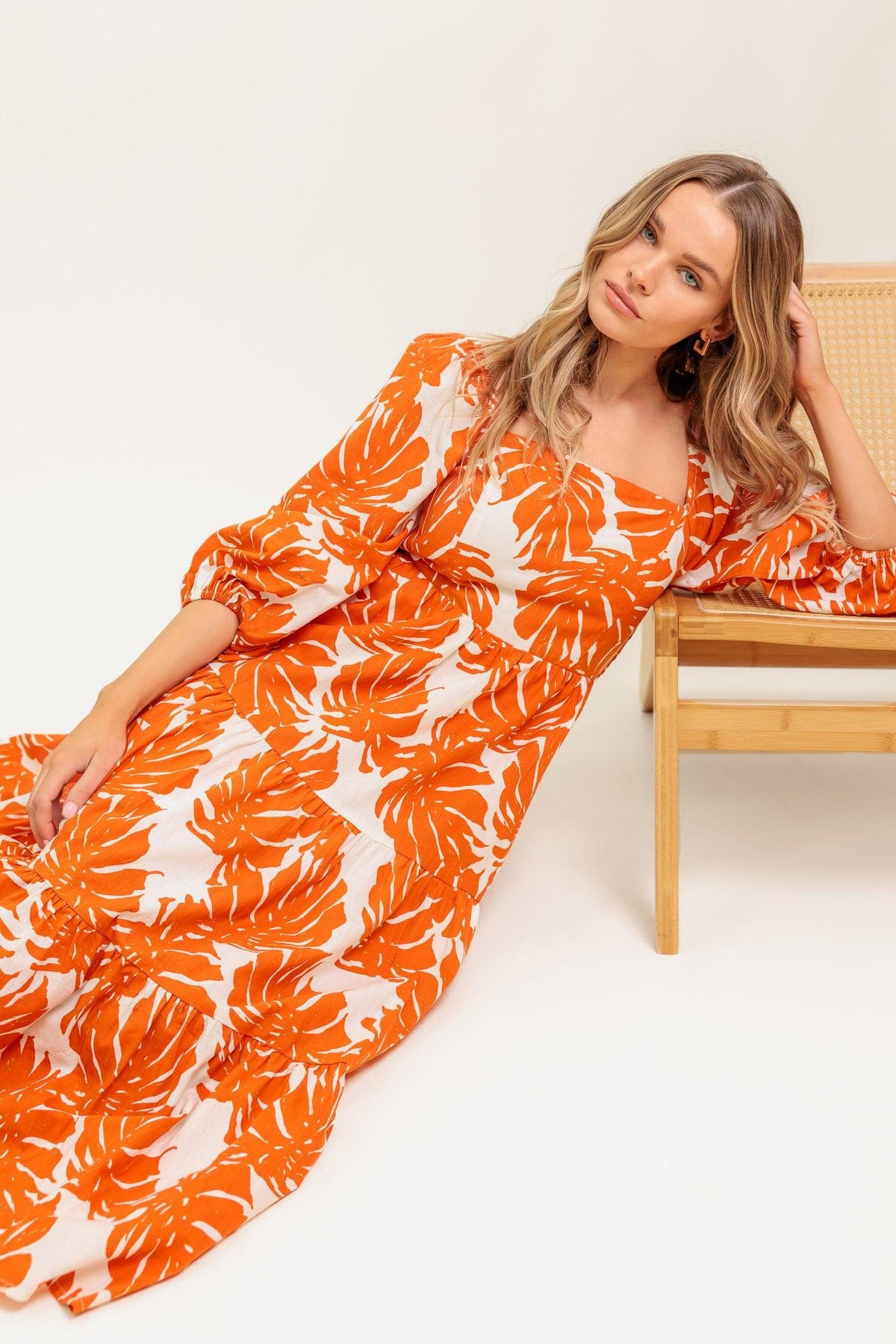 ALL THE DRAMA WOVEN MIDI DRESS