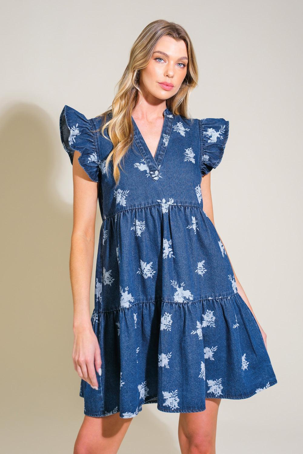 MINIVESTIDO DE MEZCLILLA ROMÁNTICAMENTE ENTRELADO