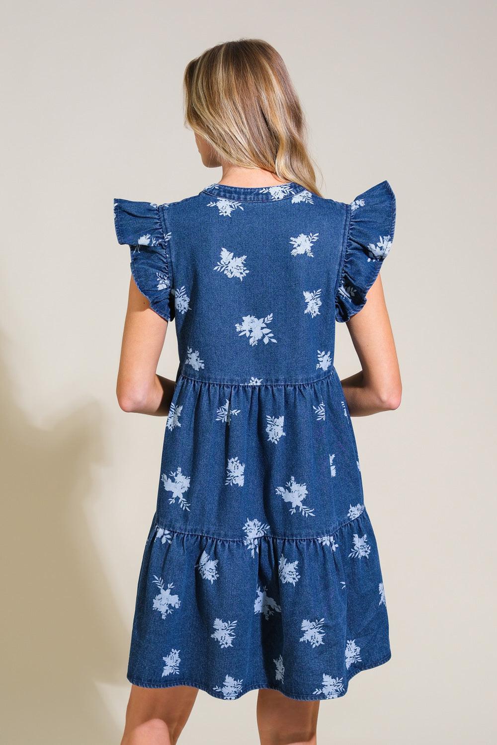 MINIVESTIDO DE MEZCLILLA ROMÁNTICAMENTE ENTRELADO