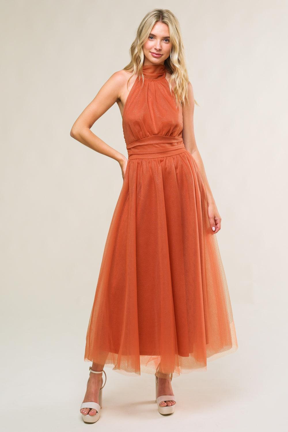 VESTIDO MIDI DE MALLA OCASIONAL