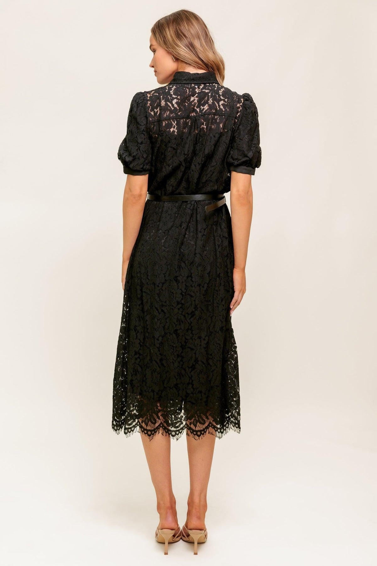 TIMID TO TENACIOUS WOVEN LACE SHIRT DRESS