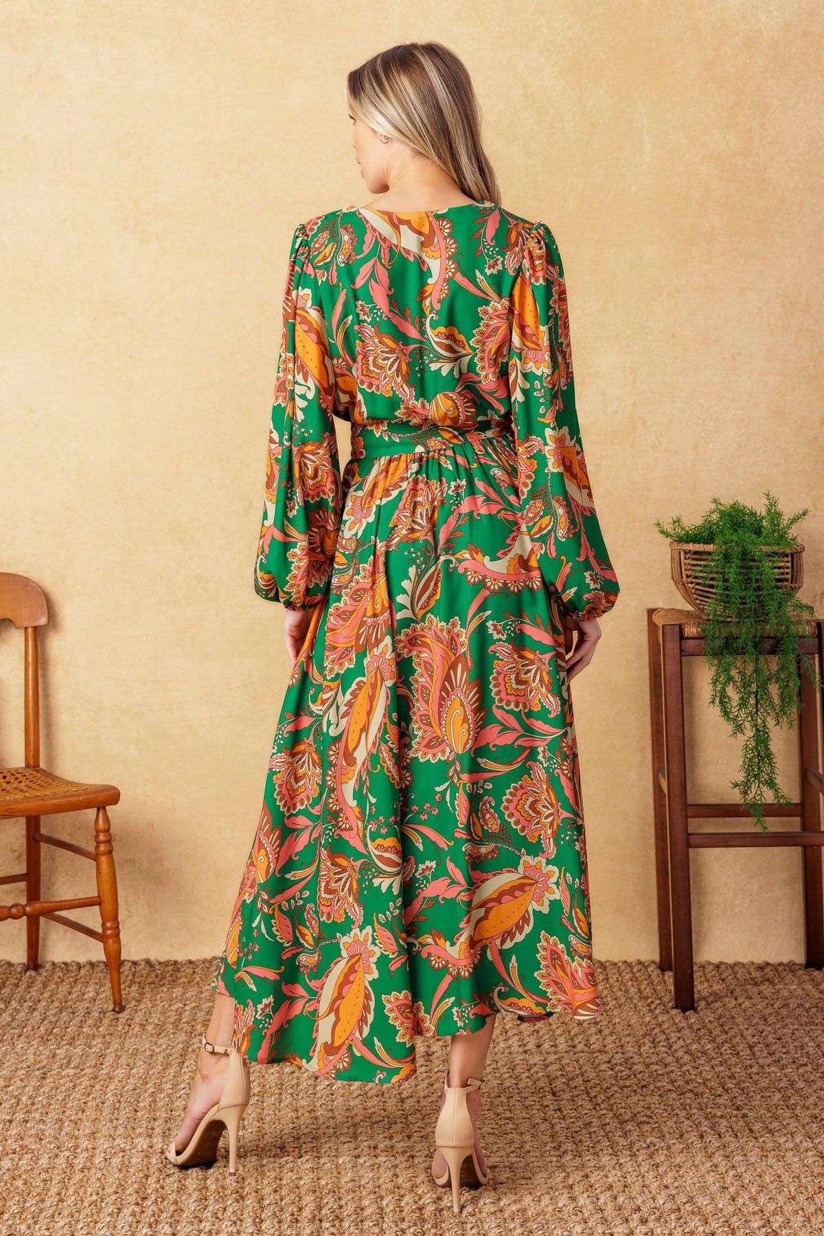 SUNNYSIDE FLORALS WOVEN MIDI DRESS