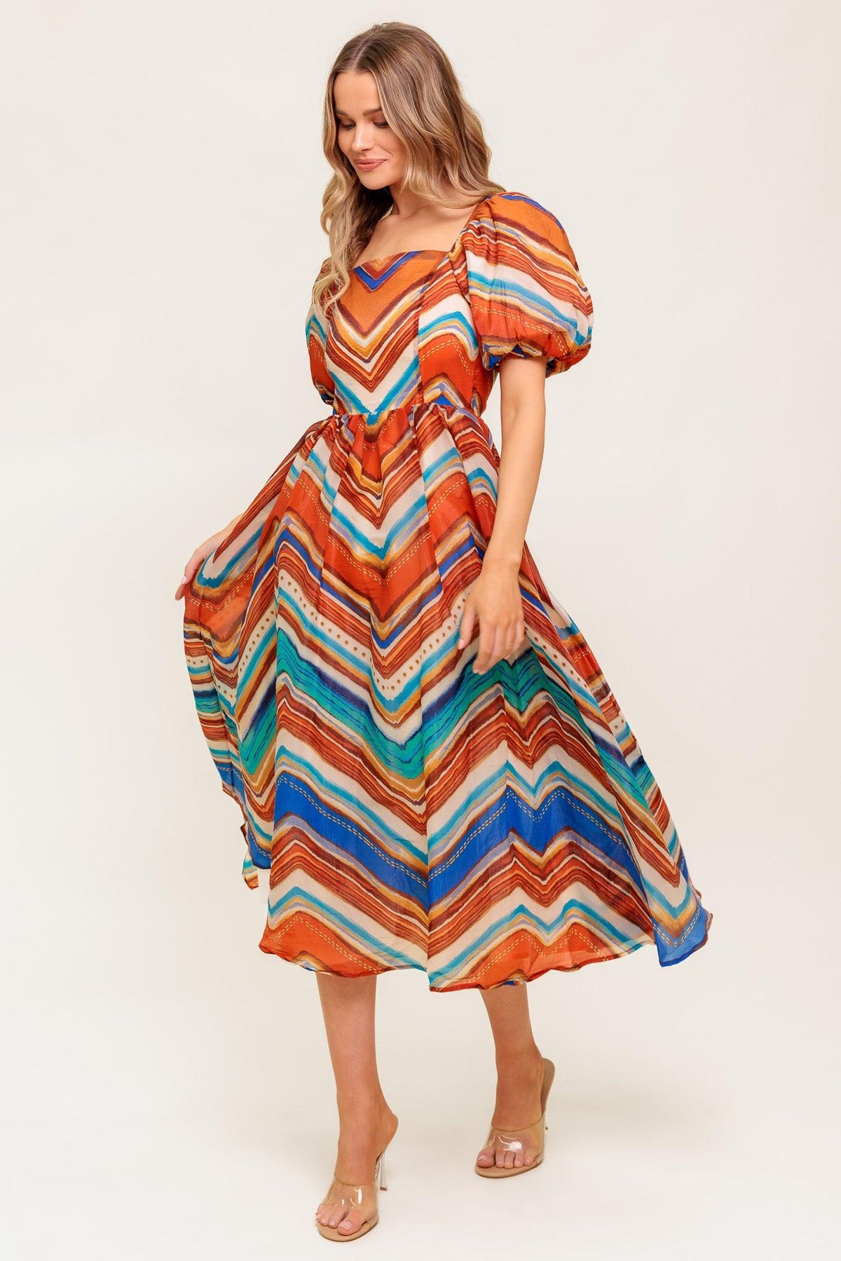 BRIGHT PERSONALITY WOVEN MIDI DRESS