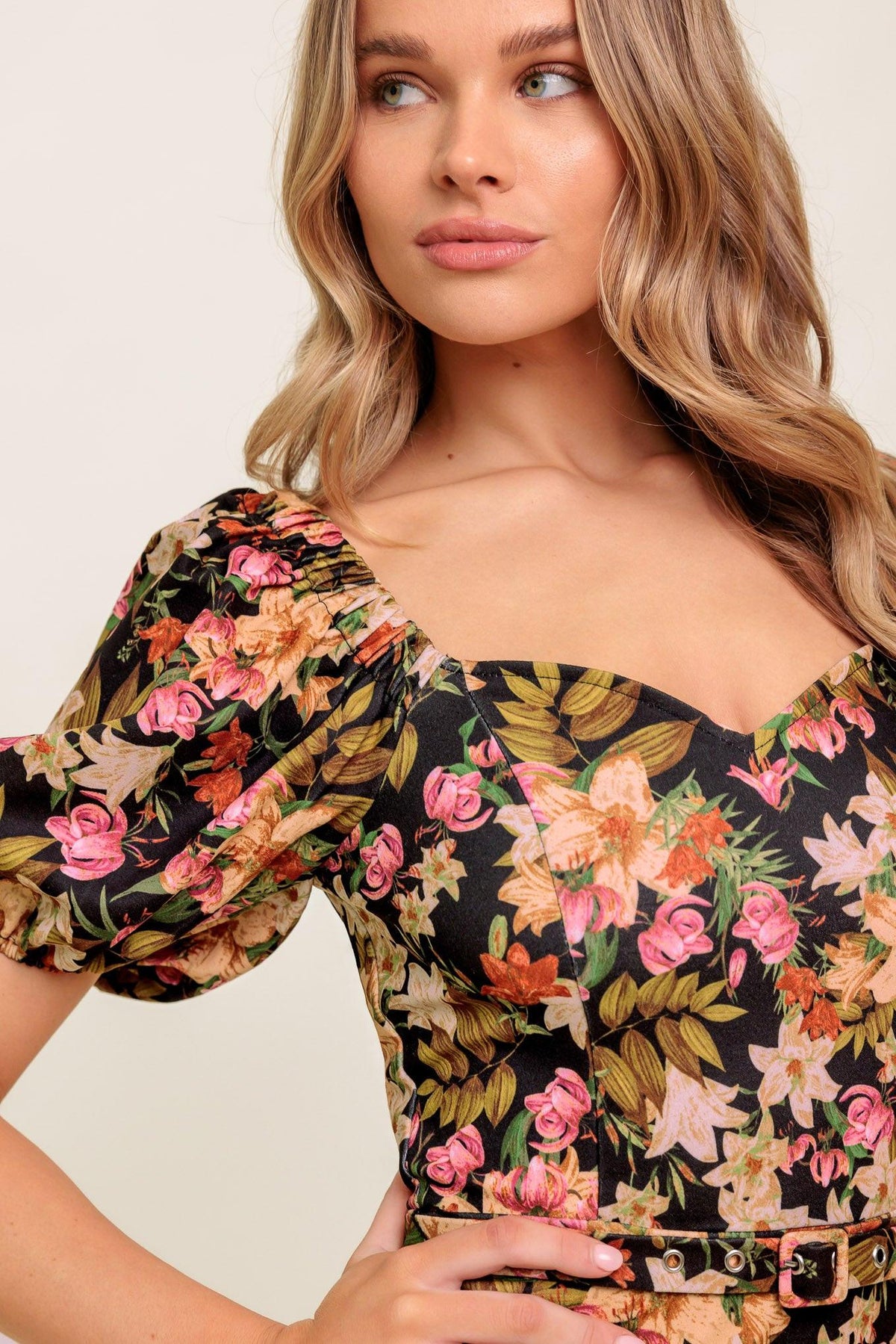 SWEET AT HEART WOVEN MIDI DRESS