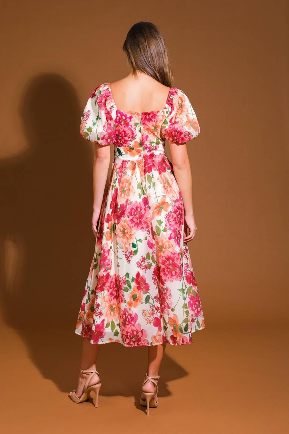 VESTIDO MIDI TEJIDO DE ENSUEÑO FLORAL