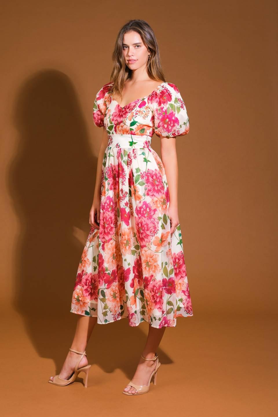 VESTIDO MIDI TEJIDO DE ENSUEÑO FLORAL