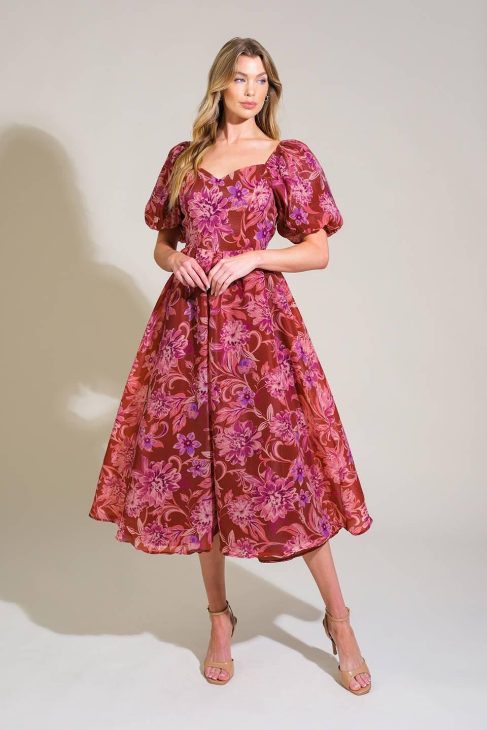 VESTIDO MIDI TEJIDO FLORAL RADIANT DAY