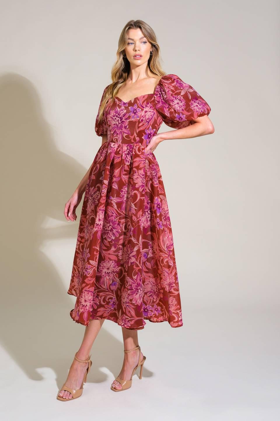 VESTIDO MIDI TEJIDO FLORAL RADIANT DAY