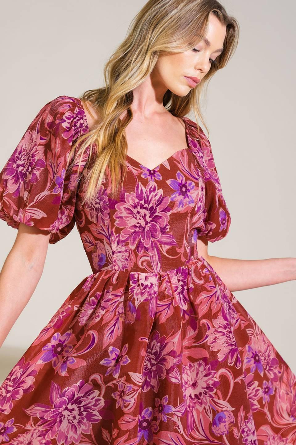 VESTIDO MIDI TEJIDO FLORAL RADIANT DAY