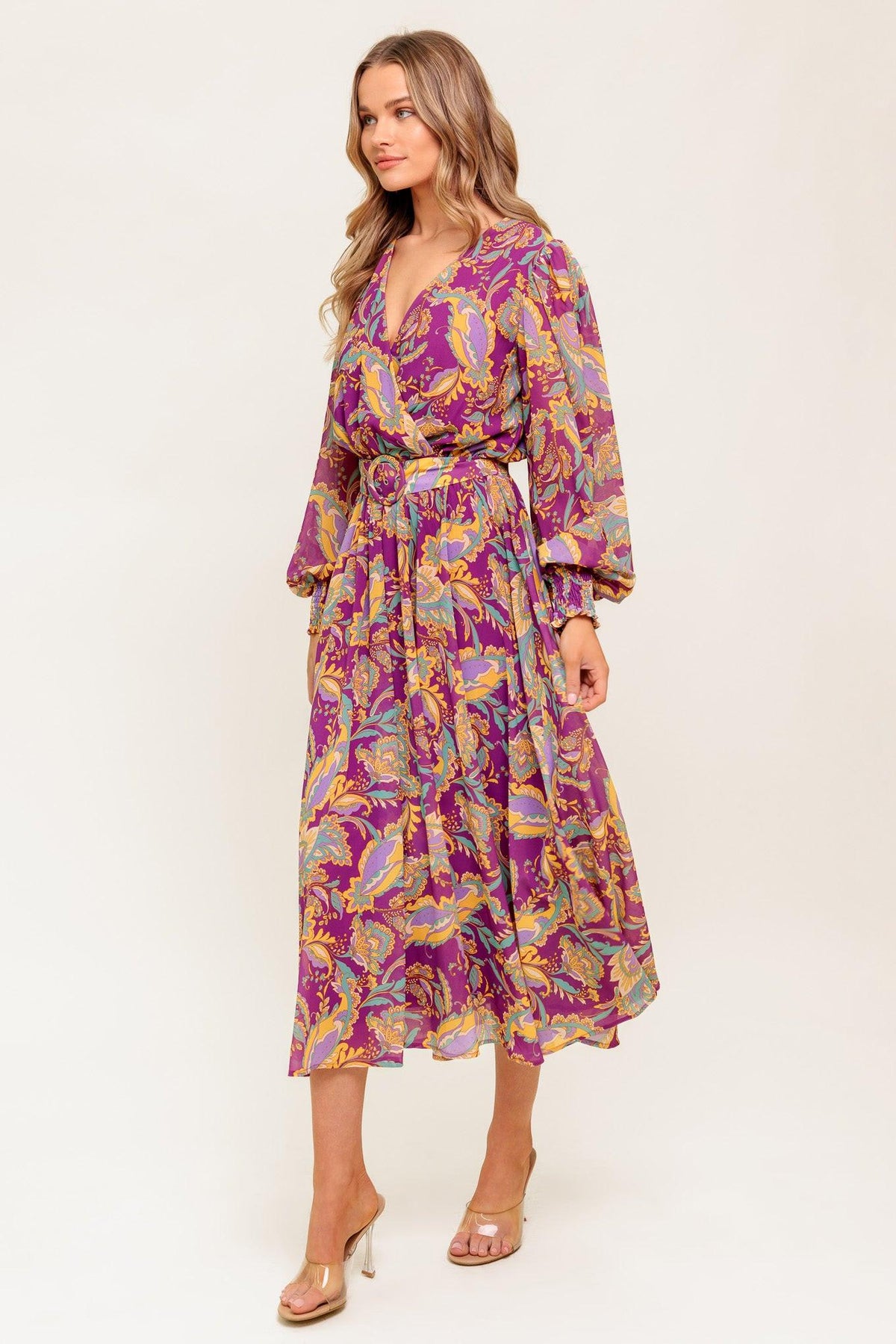 GOING WITH ELEGANCE WOVEN MIDI DRESS
