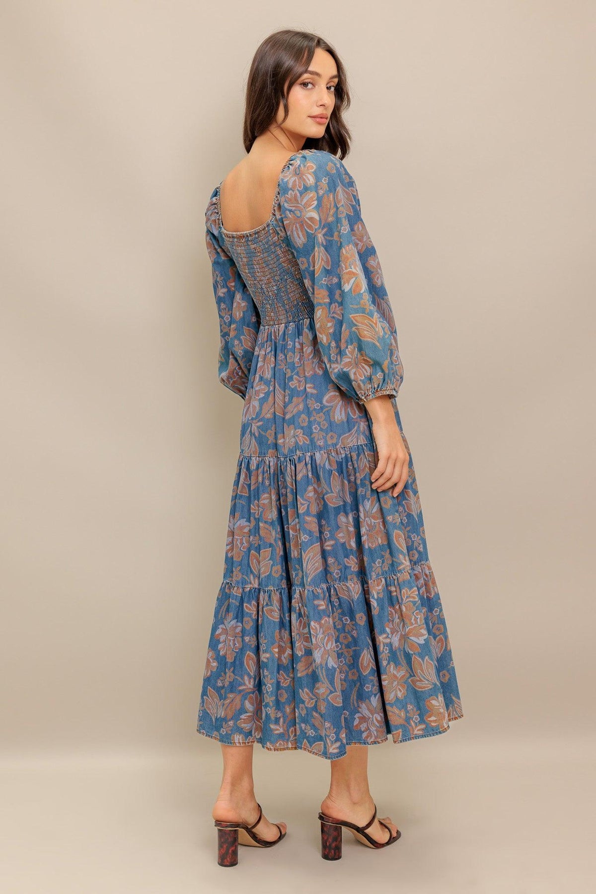 CIRCLE OF FRIENDS DENIM MIDI DRESS