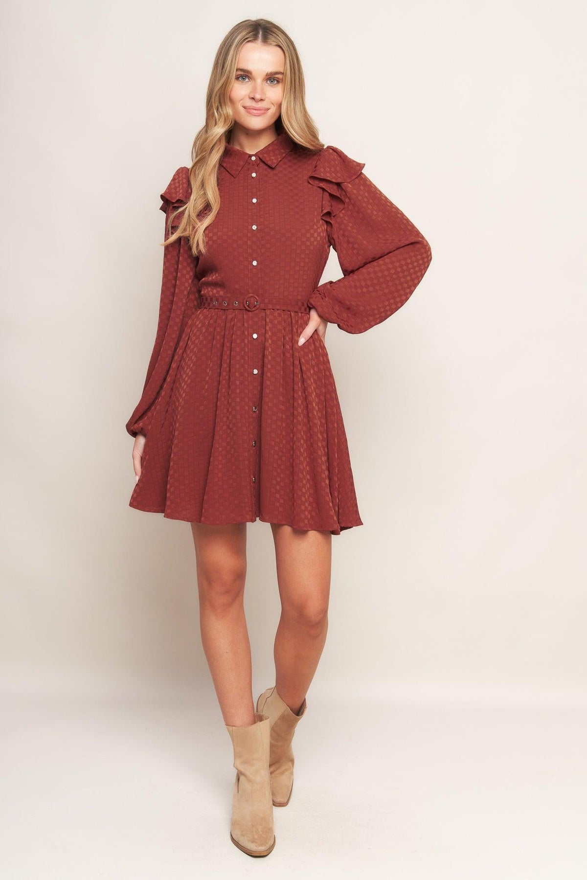 CALL IT LOVE WOVEN MINI DRESS