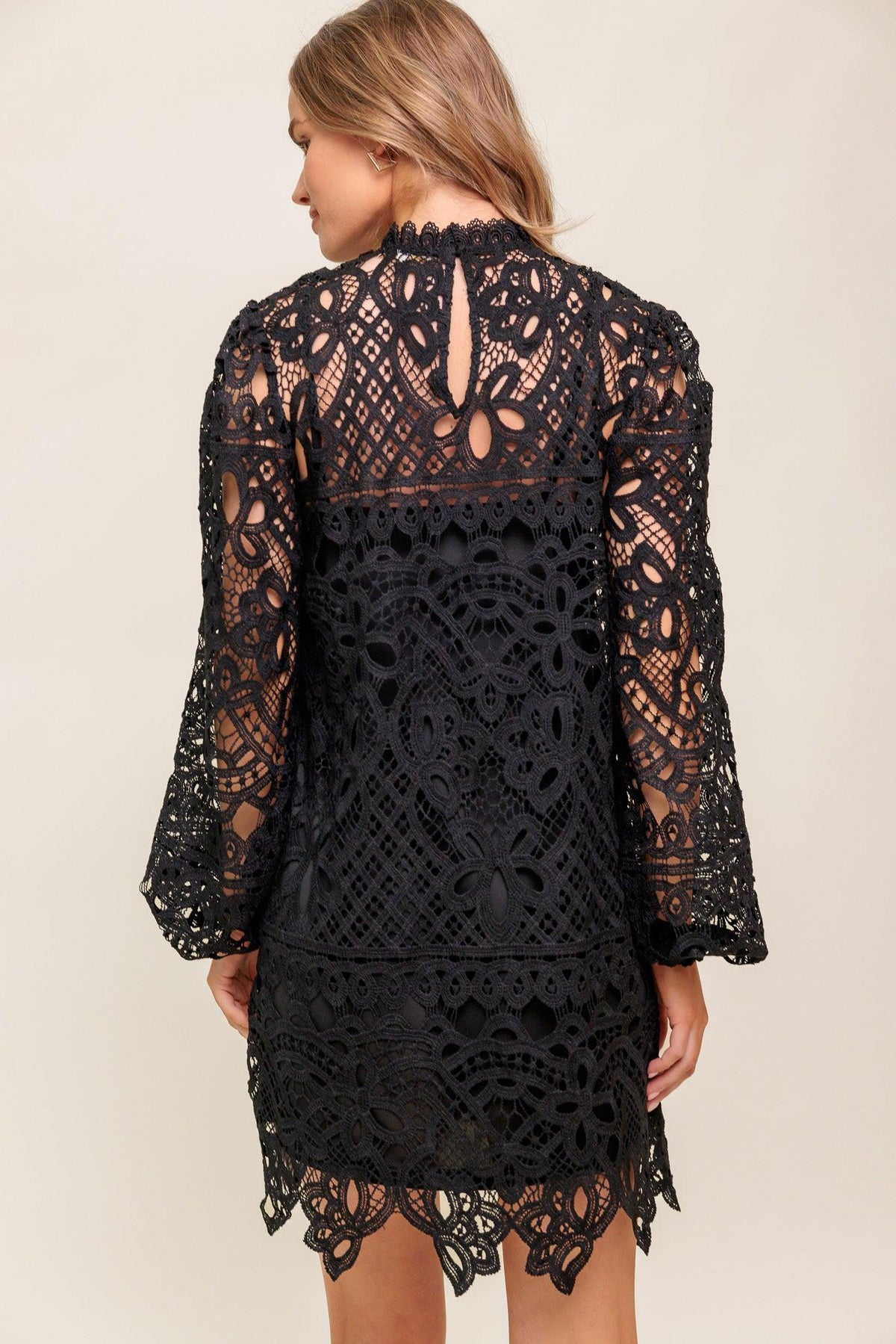 GETTING STARTED WOVEN LACE MINI DRESS