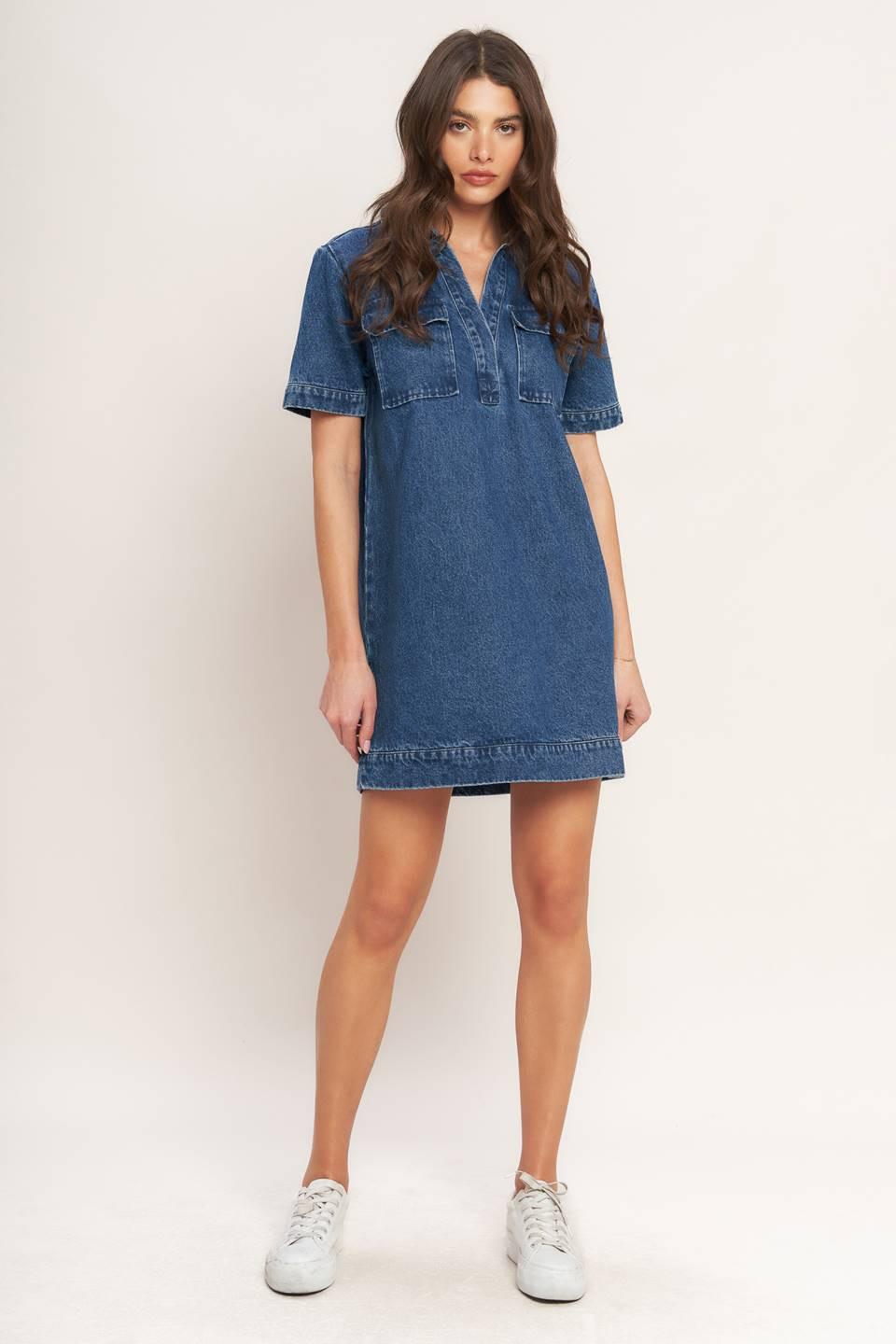 VESTIDO MINI DE DENIM AZUL