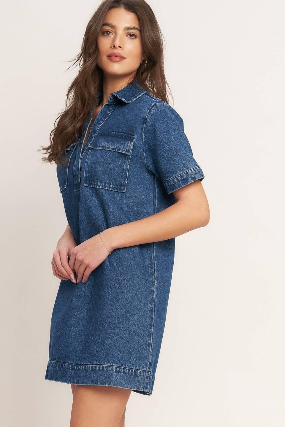 VESTIDO MINI DE DENIM AZUL
