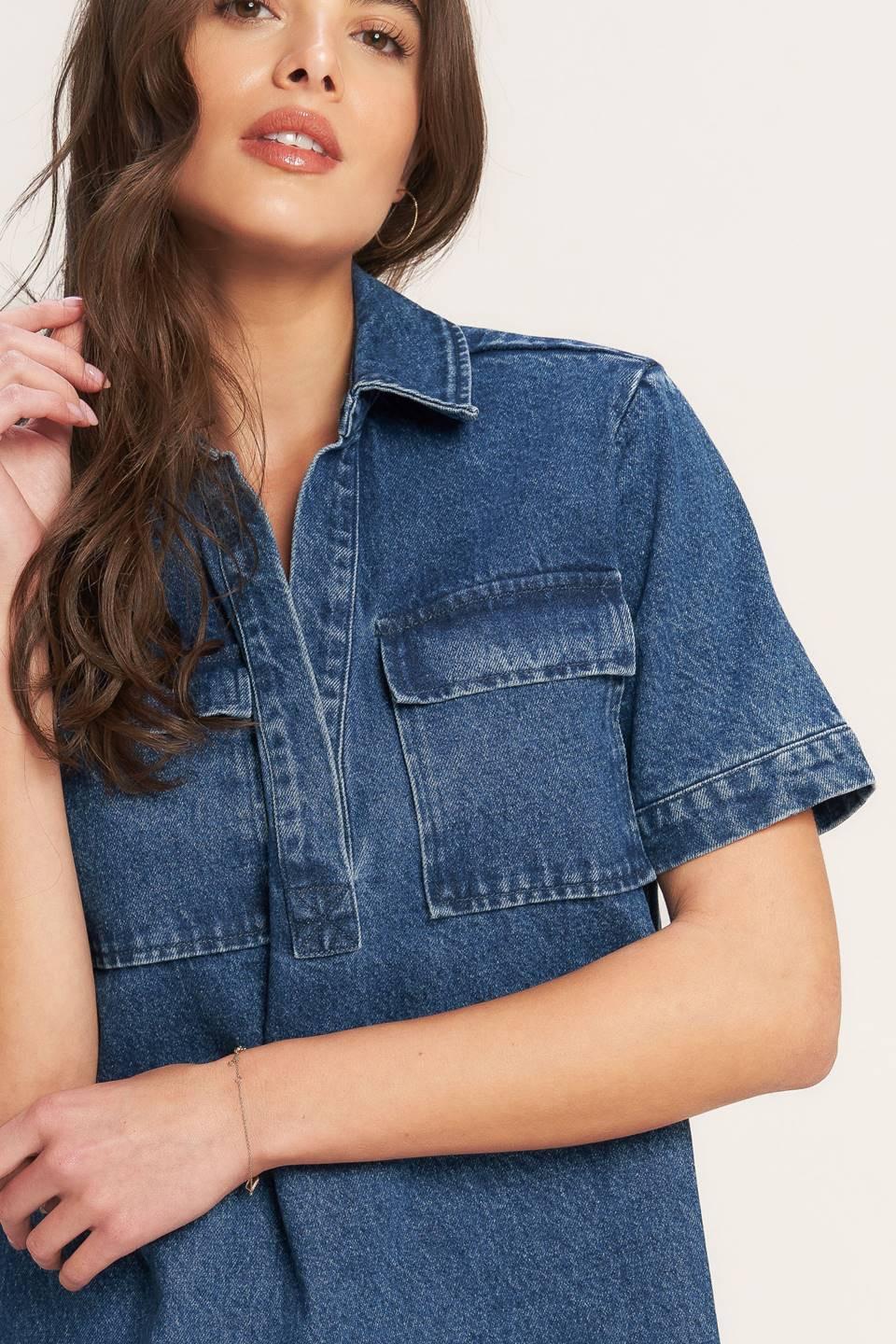 VESTIDO MINI DE DENIM AZUL