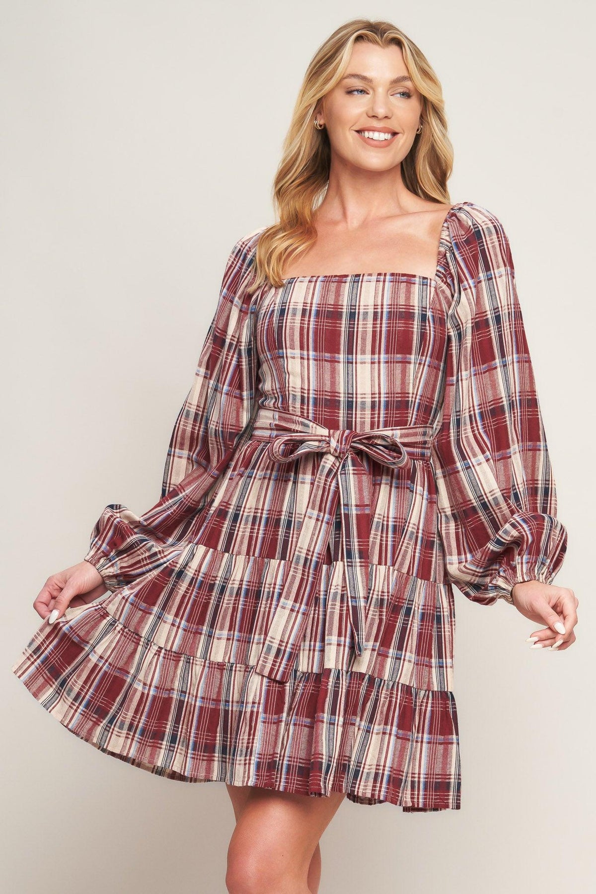 VESTIDO CORTO A CUADROS HONEY HUG