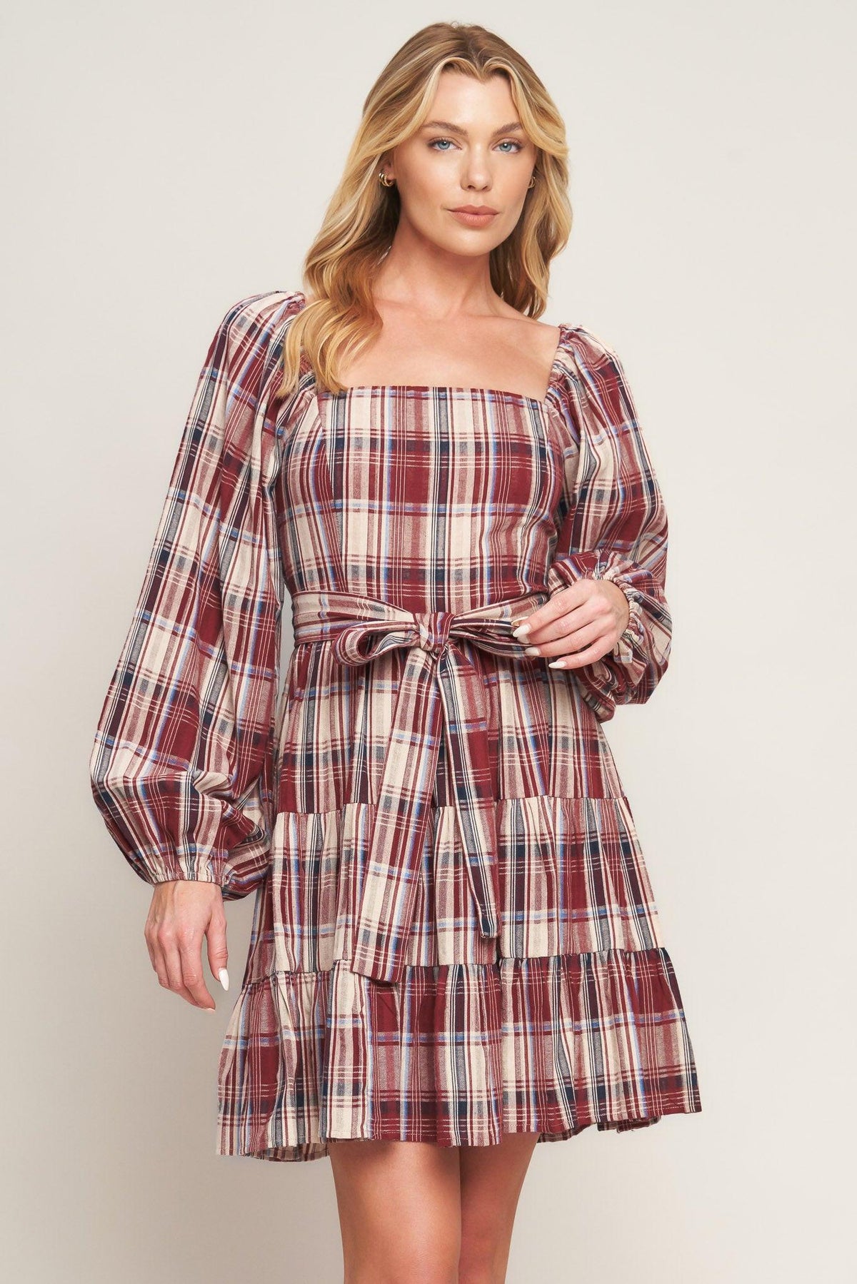 VESTIDO CORTO A CUADROS HONEY HUG