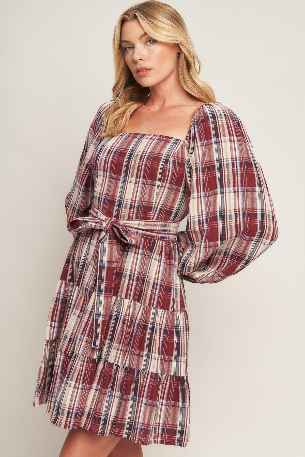 VESTIDO CORTO A CUADROS HONEY HUG