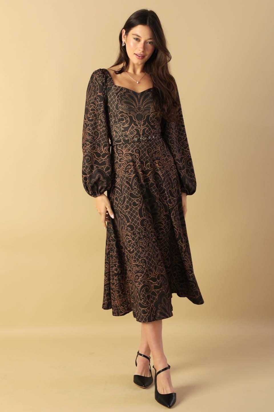 VESTIDO MIDI TEJIDO DE ENCANTO RÚSTICO