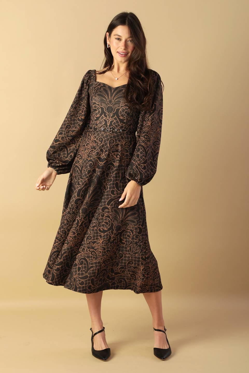 VESTIDO MIDI TEJIDO DE ENCANTO RÚSTICO