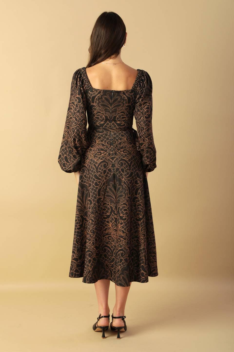 VESTIDO MIDI TEJIDO DE ENCANTO RÚSTICO