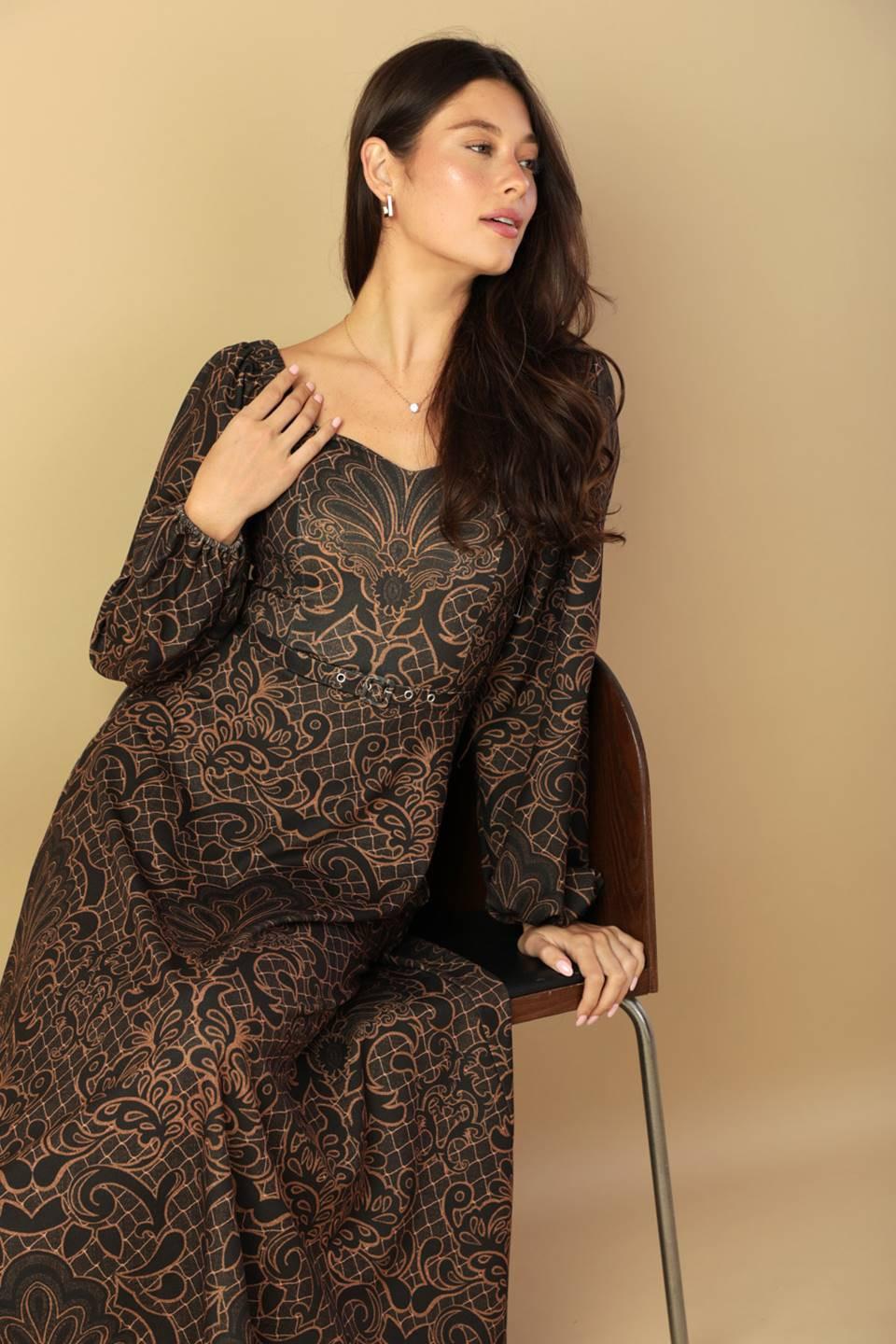 VESTIDO MIDI TEJIDO DE ENCANTO RÚSTICO