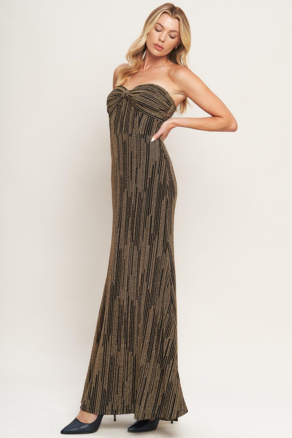 VESTIDO LARGO METALIZADO TEJIDO SACRED PROMISES