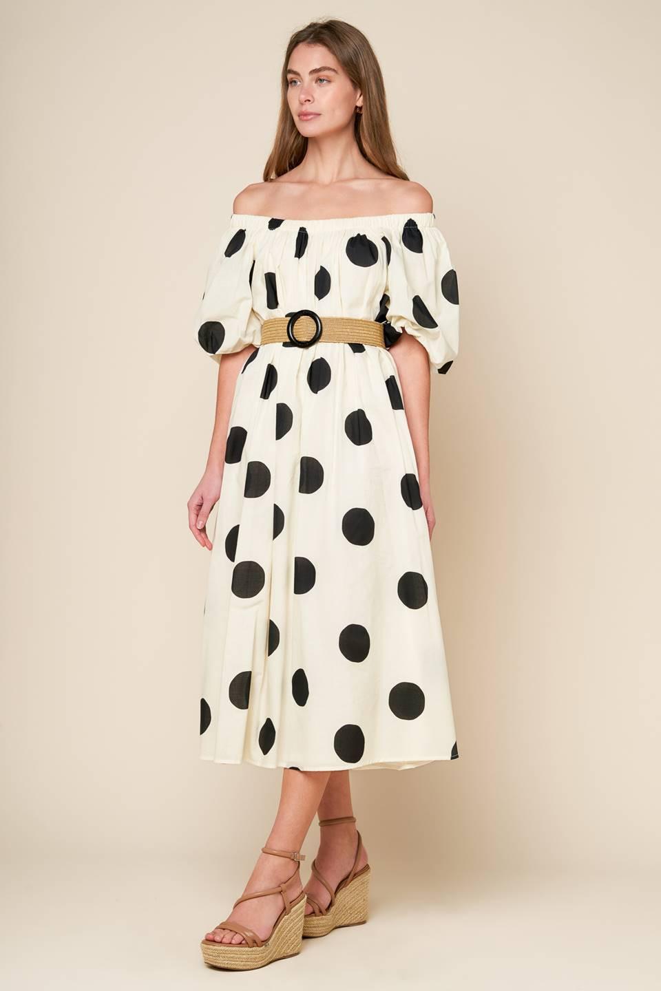 HUMMINGBIRD'S HAVEN OFF WHITE WOVEN MIDI DRESS